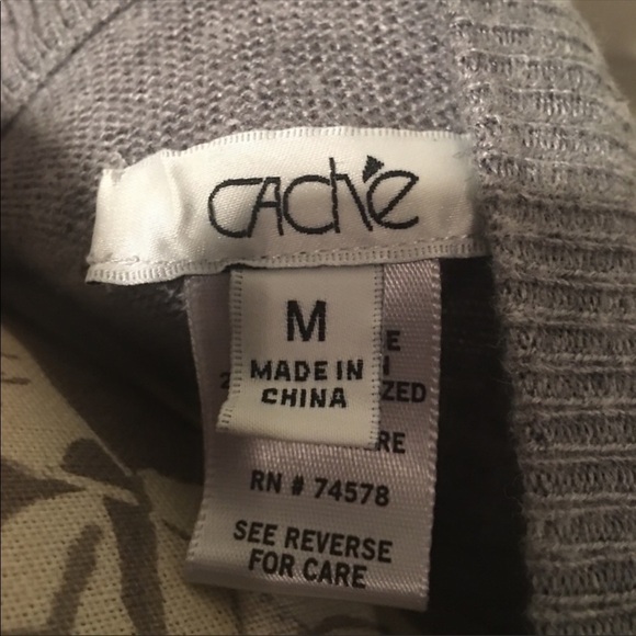 CACHE Gray Cashmere Zip Up Sweater size Medium Grandpacore - Picture 4 of 6